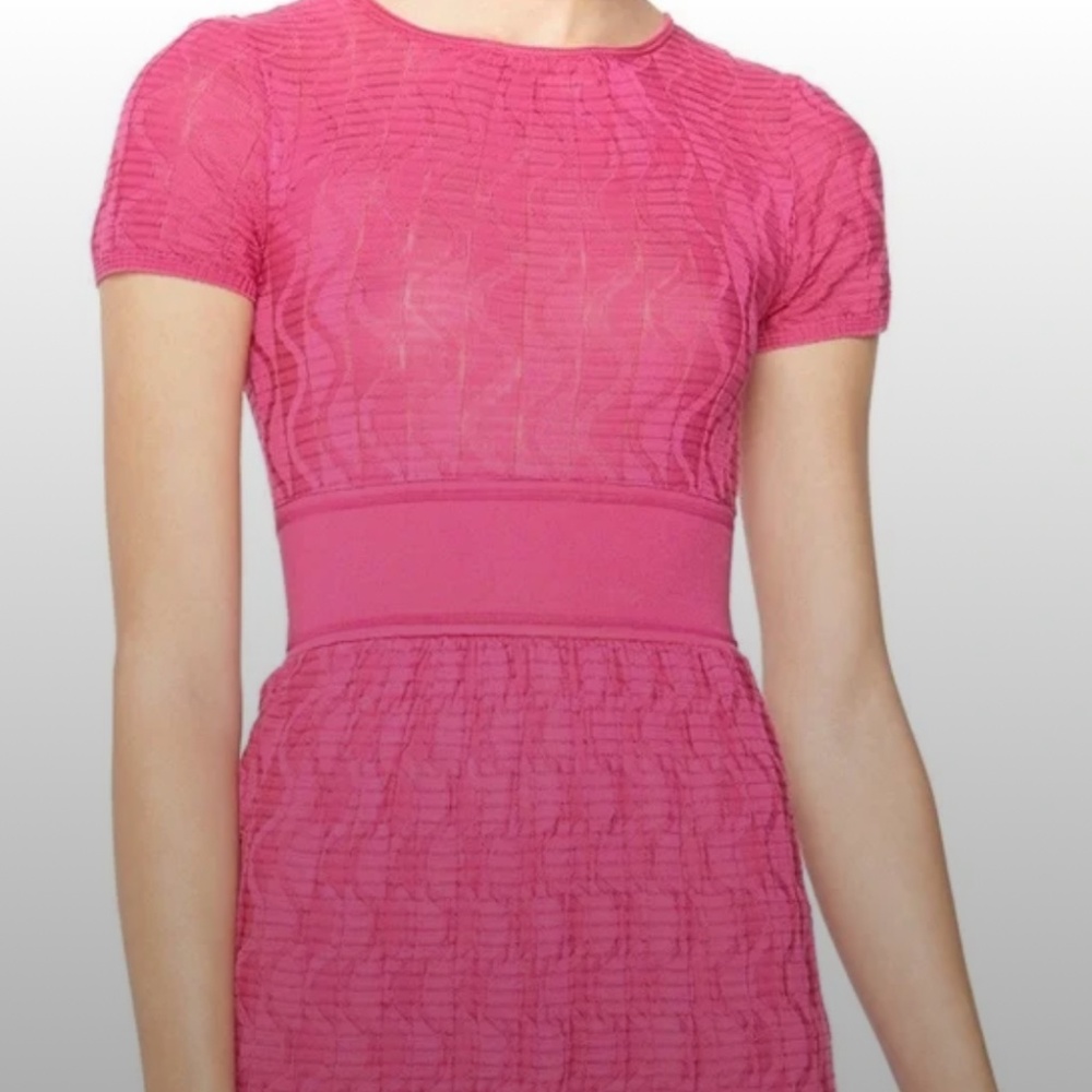 M Missoni, Knit, Short-Sleeved Dress, Fuchsia, Size 10